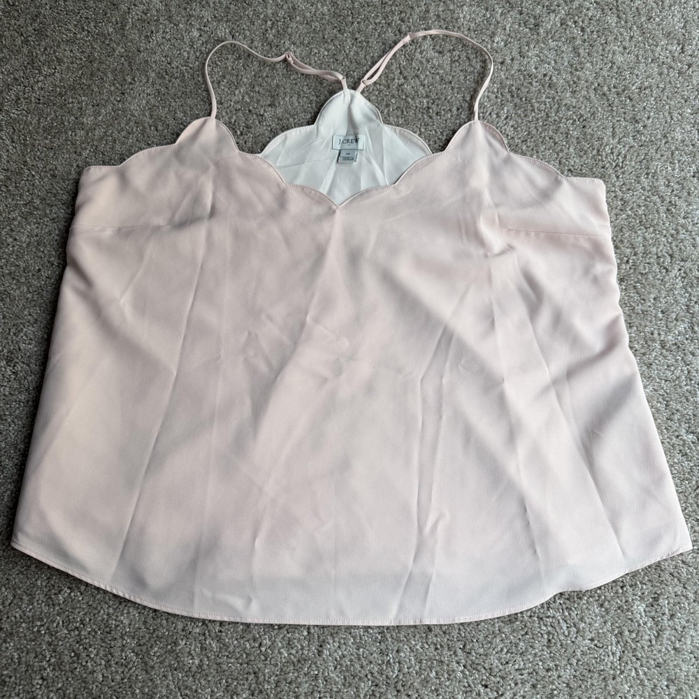 J.Crew Tank Top Womens 20 Pink Scallop Neck Lined Camisole Shell Layering Summer